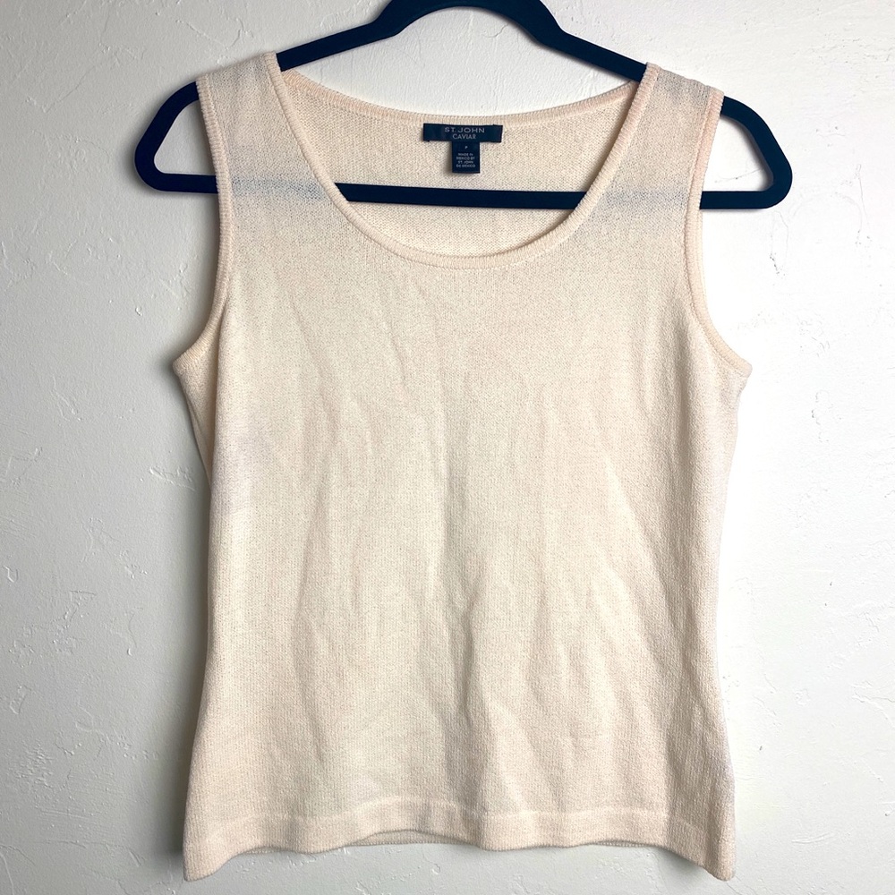 St. John Caviar cream wool tank top  petite